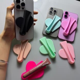 New Cross-Border Phone Stand Portable Lipstick Lazy Stand Heart-Shaped Phone Case Suction Cup Adhesive Silicone