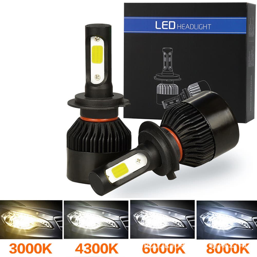 Car LED Headlights 24W H1 H4 H7 9005 HB3 HB4 H8 H11 6000K Front Vehicle Bulbs Universal Fit Aluminum Alloy+PC Material COB Light Source