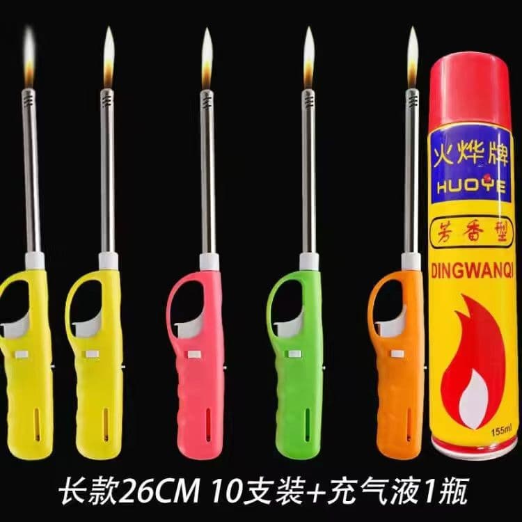 Igniter Lighter Gun Extended Tip Refillable Gas Stove Open Flame Long Nozzle Lighter Fire Stick Kitchen Firewood