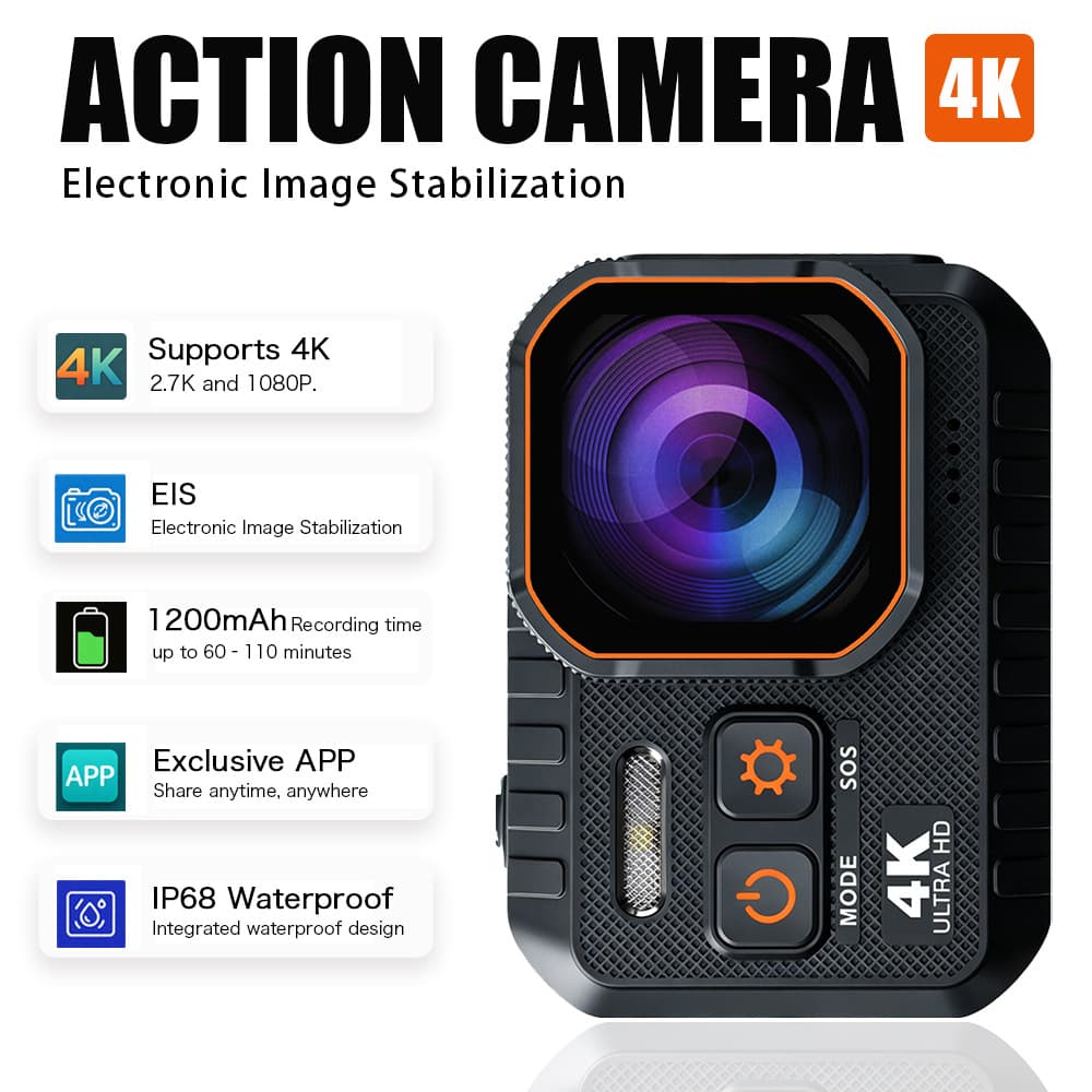 4K Waterproof Action Camera Diving Camera Bike Recorder Helmet Sports Camera First-Person View Camera