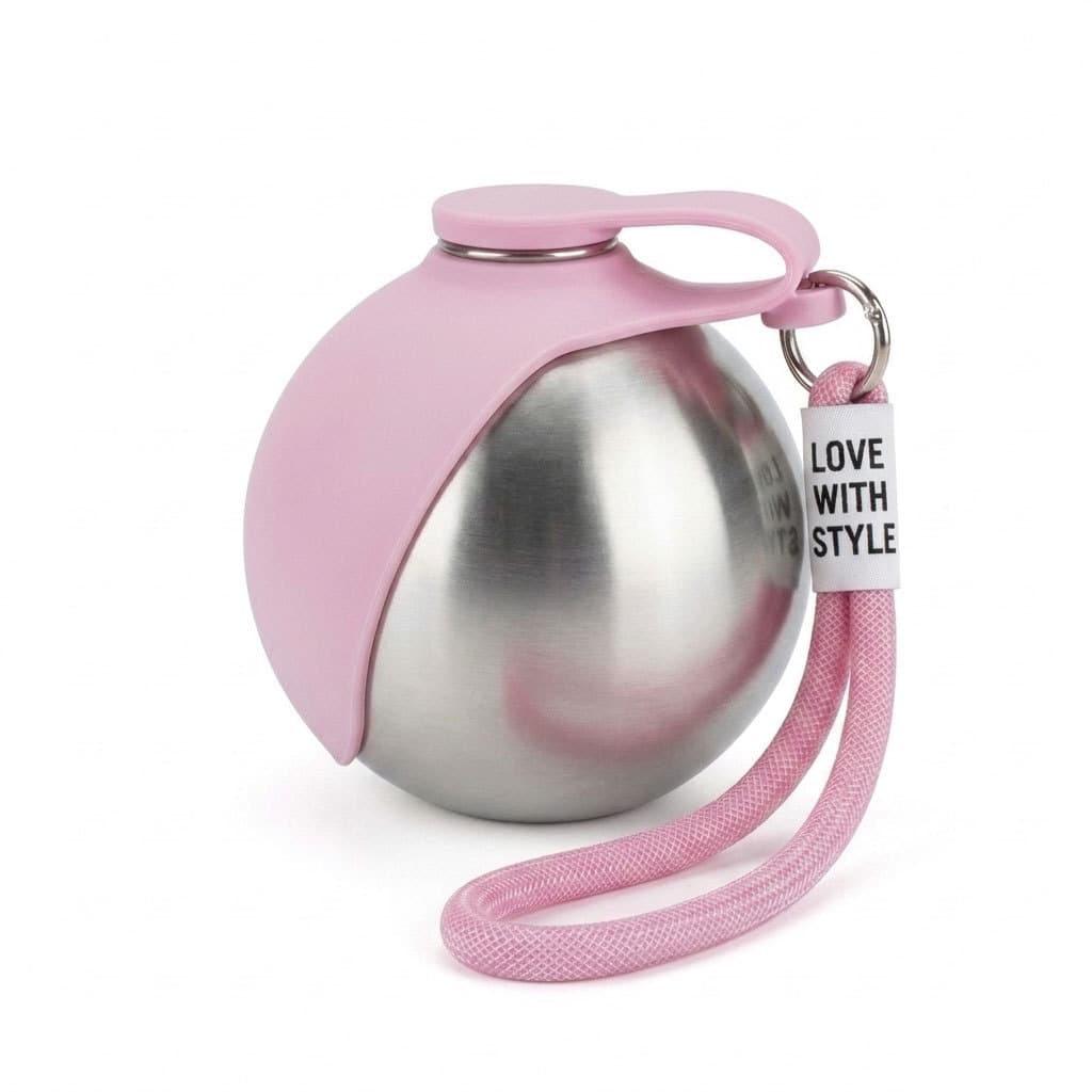 Cross-border pet 304 stainless steel kettle silicone dog bowl water cup outdoor cat and dog folding convenient pet drinking fountain