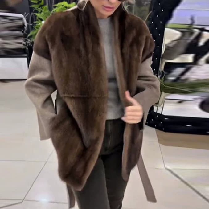 In Stock - Real Photos Retro Patchwork Maillard Fur Coat for Women 2026 Autumn/Winter New Arrival Cross-Border Wholesale for Europe and America