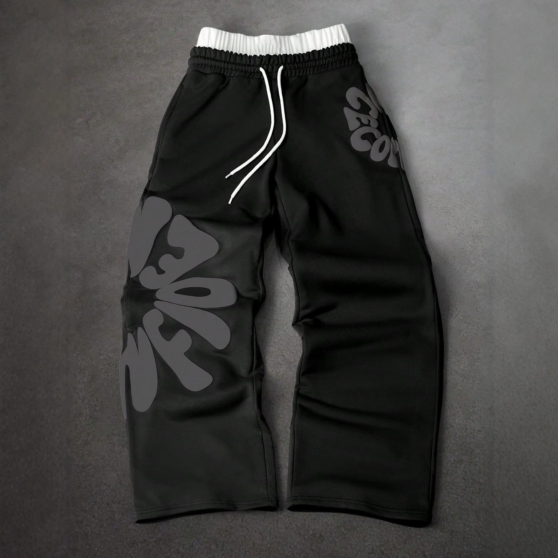 2026 Cross-border Street Y2K Hip-Hop Rock Letter Foam Print Casual Pants Women Men Loose Straight-Leg Sweatpants