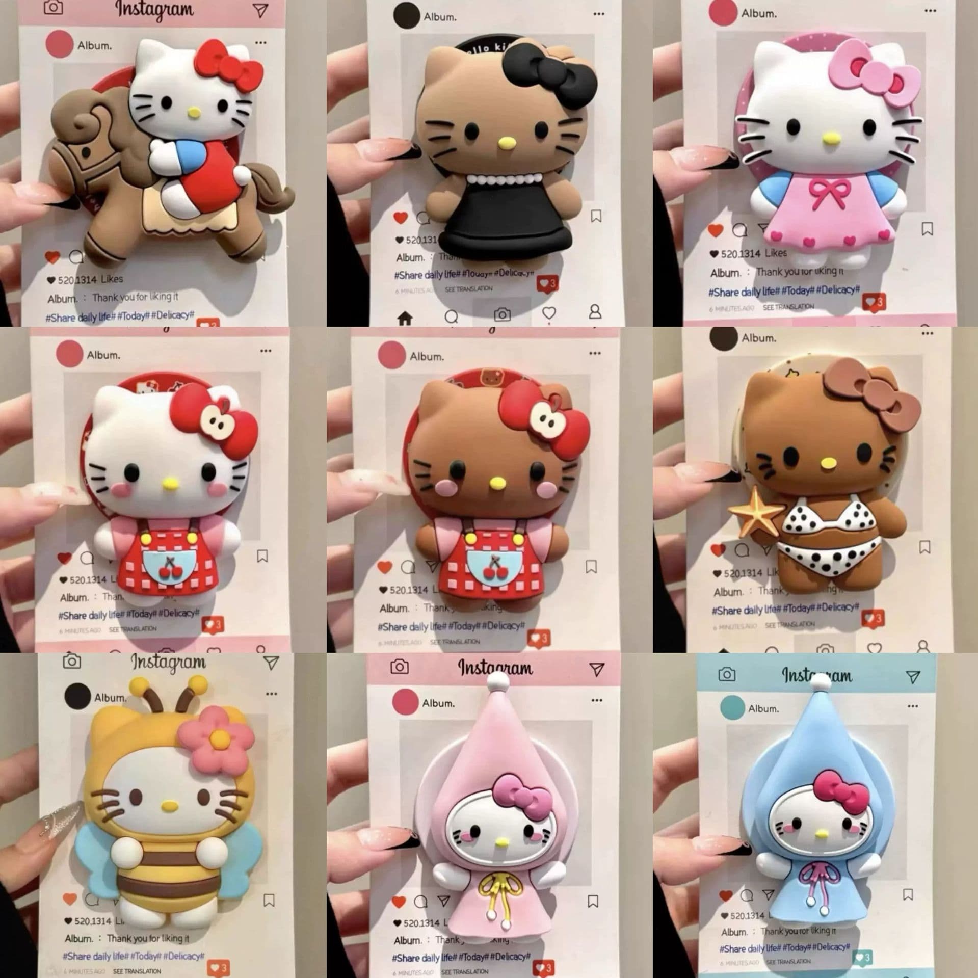 3D Cartoon Silicone Hello Kitty for MagSafe Magnetic Stand, Strong Adsorption Retractable Desktop Air Cushion