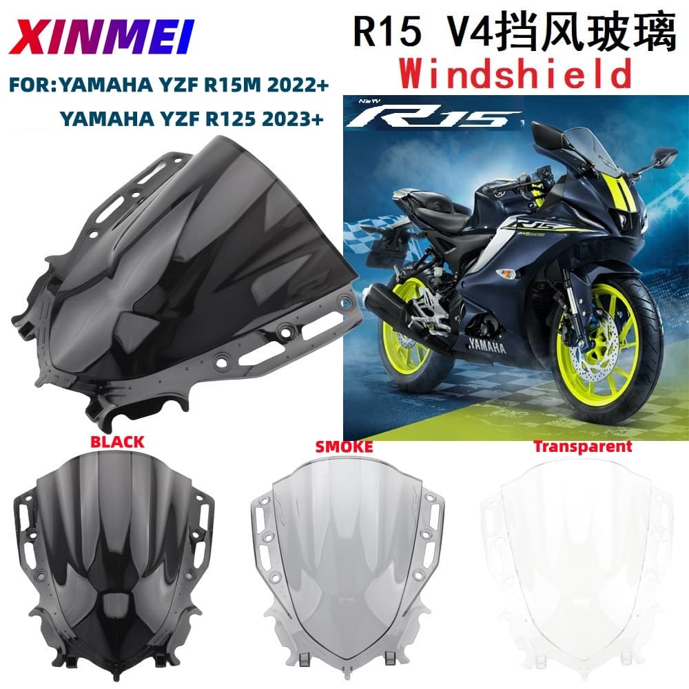 Front Windshield Windscreen Fairing for Yamaha YZF R15 V4 R125 23-26 Modification