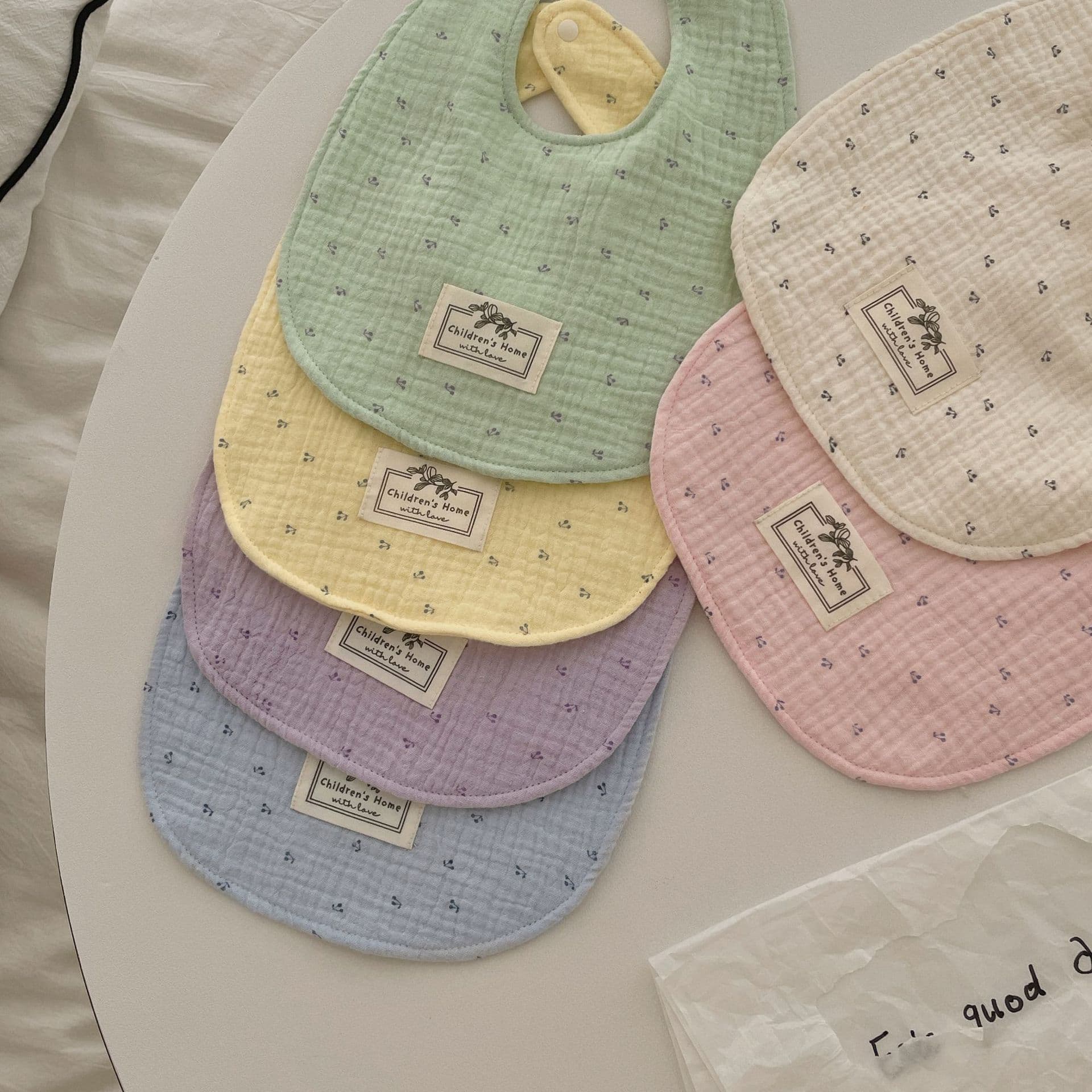 Korean Candy-Colored Baby Gauze Bib, Pure Cotton Type A AB Double-Sided 5-Layer Saliva Towel Baby Bib