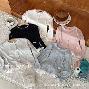 Libei Children's Clothing Girls Lace T-Shirt Versatile Base Layer Sizes 110-150 2026 Fall Collection sxy