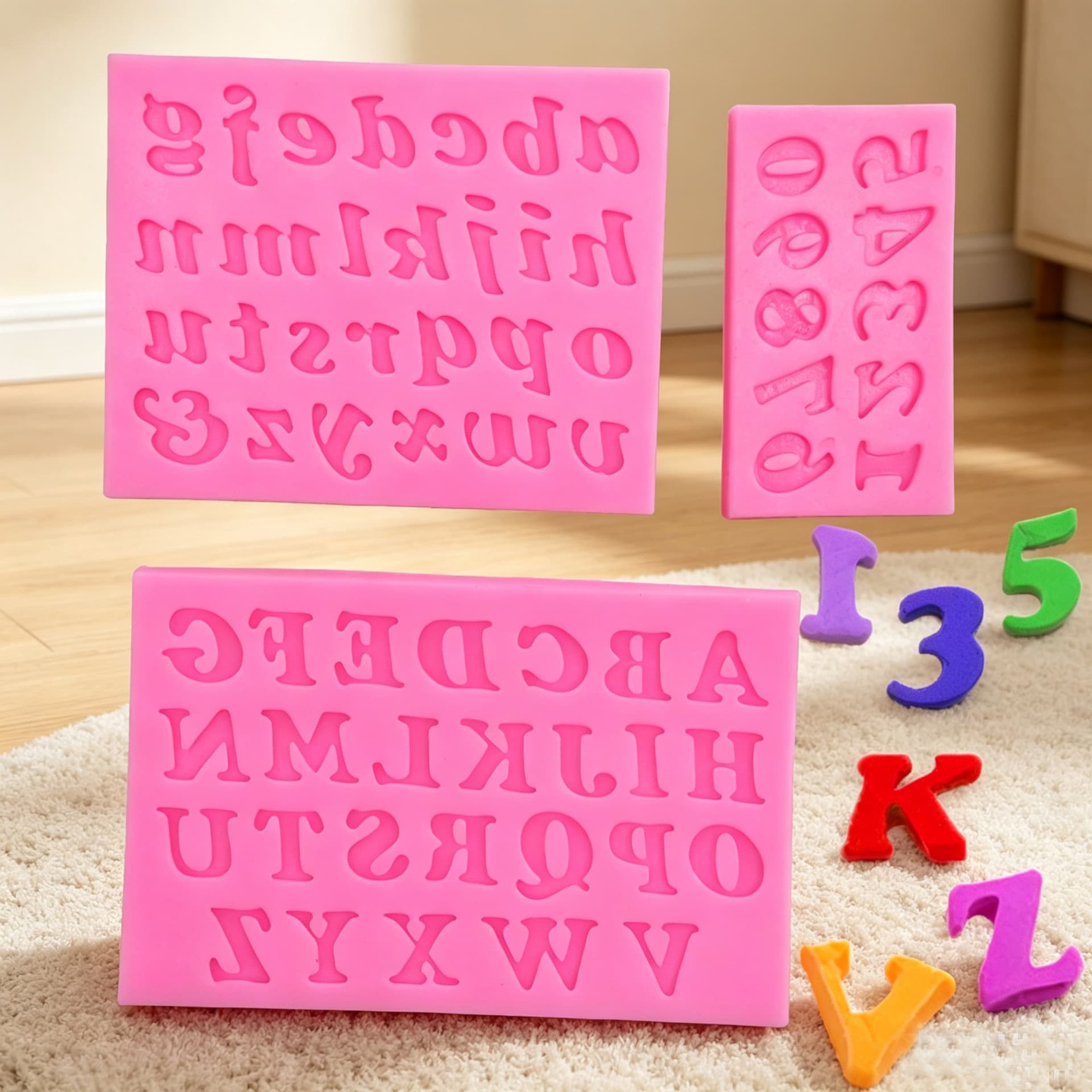 26-letter silicone mold for fondant cakes, chocolates, and super light clay.