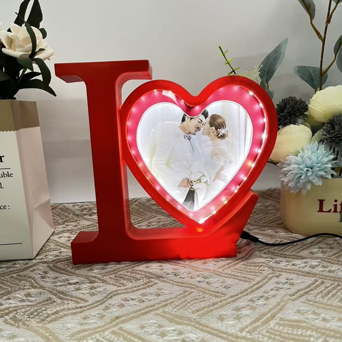 LED photo frame light luminous photo frame creative gift bedroom bedside atmosphere light creative simple dual-purpose photo frame foreign trade