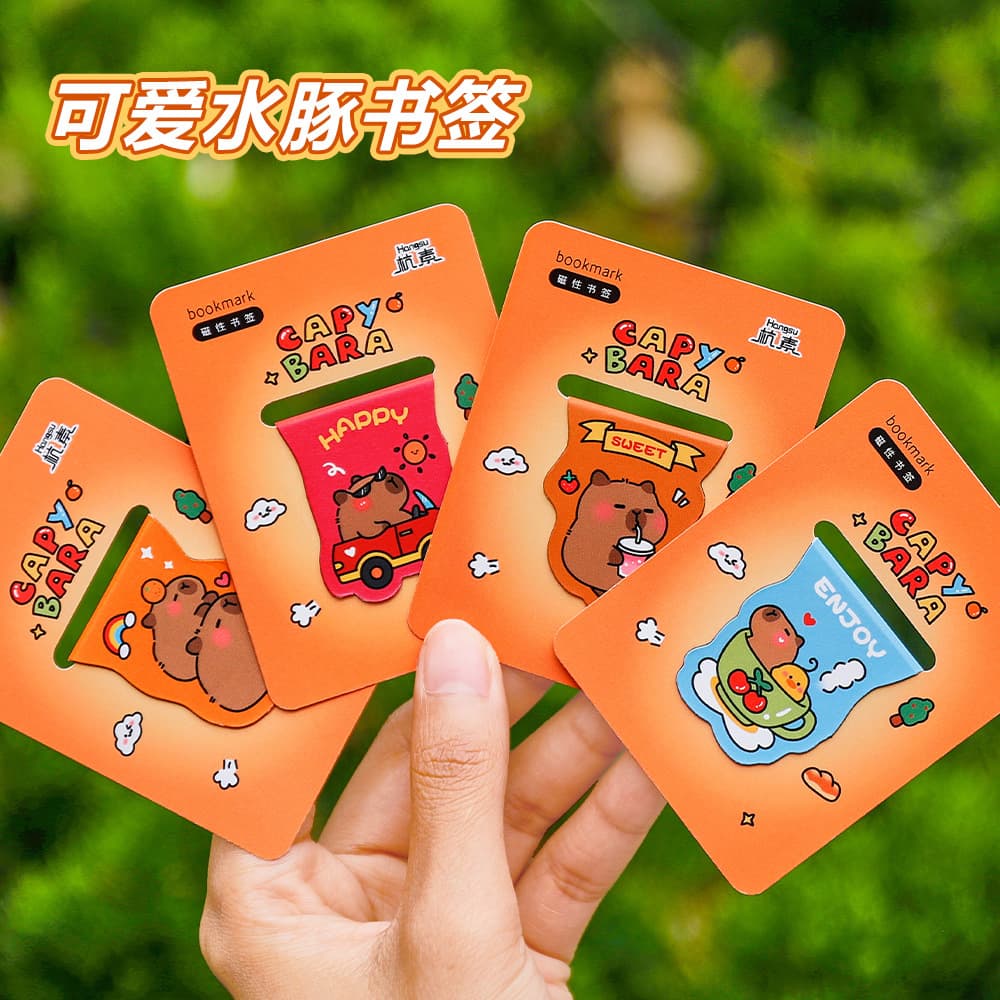 Capybara Magnetic Bookmark Ins Cartoon Magnet Page Clip Stationery Small Prize Cute Shaped Capybara Bookmark