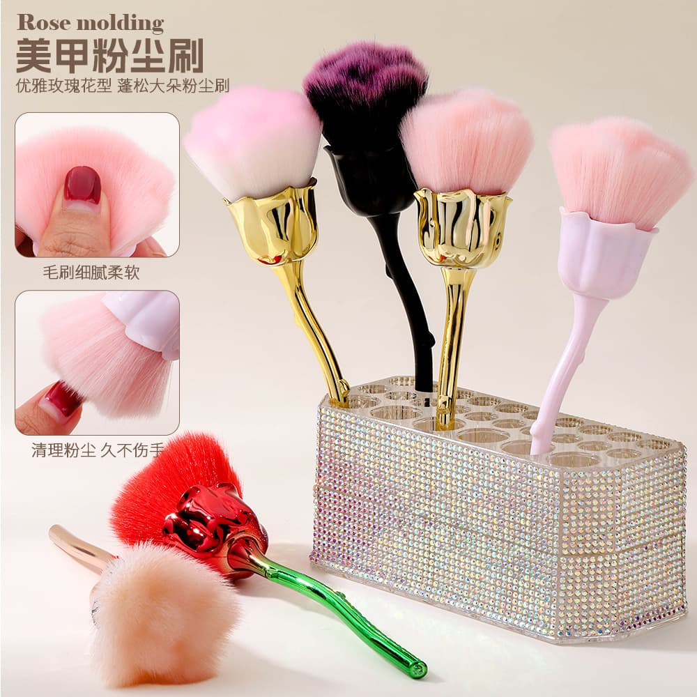 New nail art rose brush, nail dust removal brush, soft bristle brush, multiple colors to choose from, nail tool cleaning brush