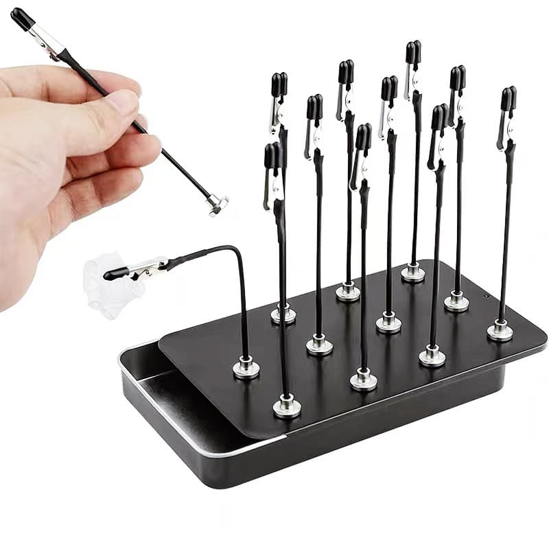 12-pack metal model painting stand base and magnetic bendable alligator clip set model coloring clip