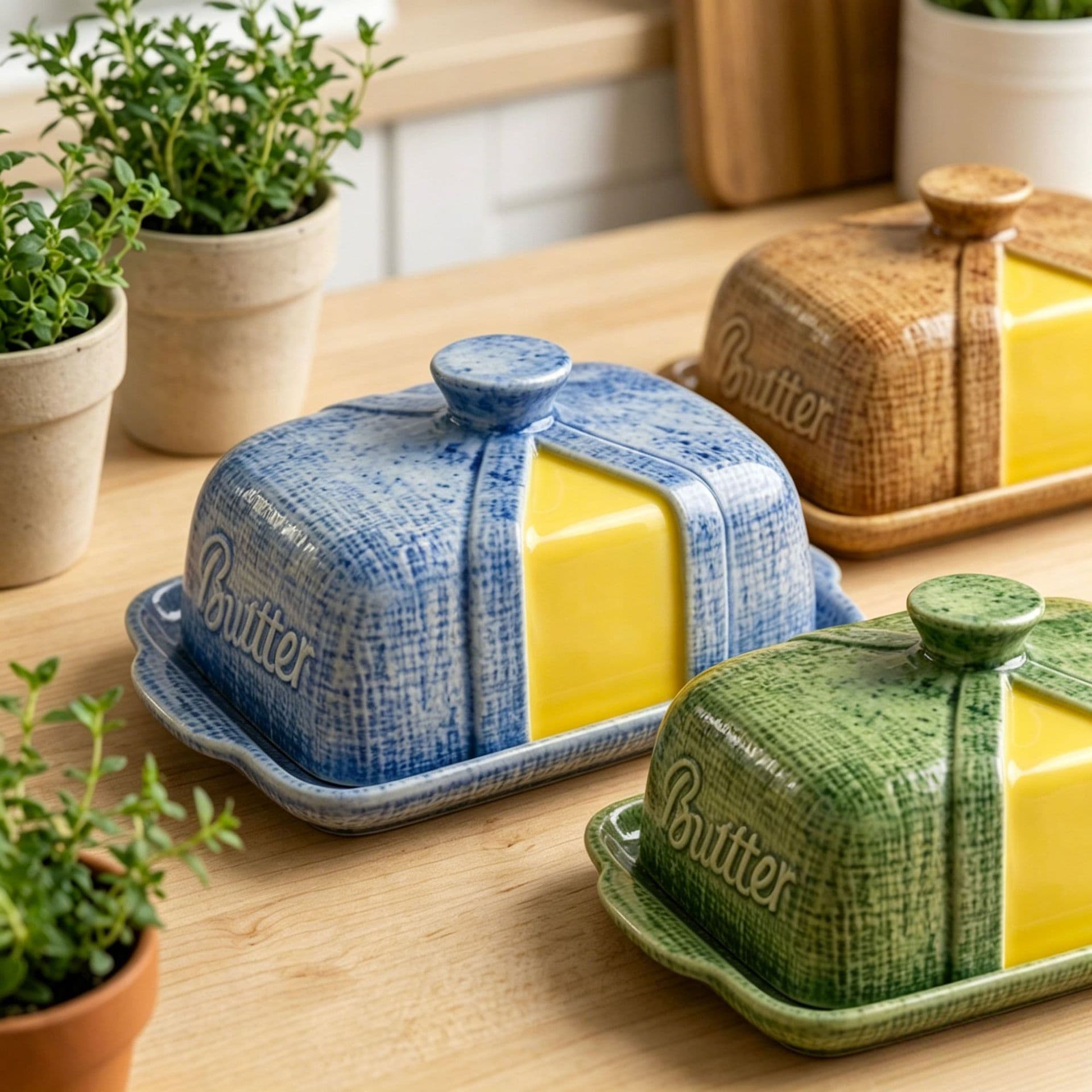 New cross-border embossed ceramic butter box European and American universal kiln-changed butter dish Amazon custom-made butter dish with lid