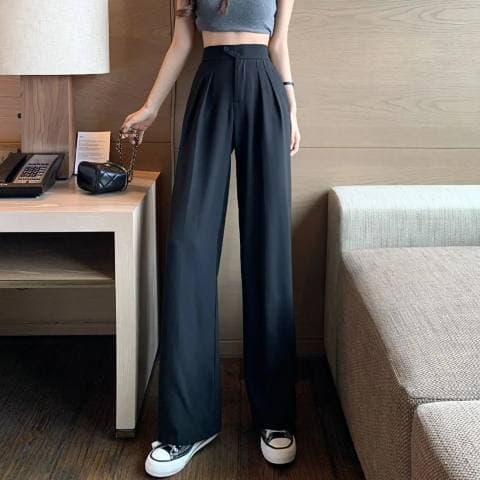 Women's Cross-Border Wide-Leg Pants for Spring and Summer, Pear-Shaped Body, Plus Size, High Waist, Draping Trendy Suit Pants for Plus Size 200 lbs