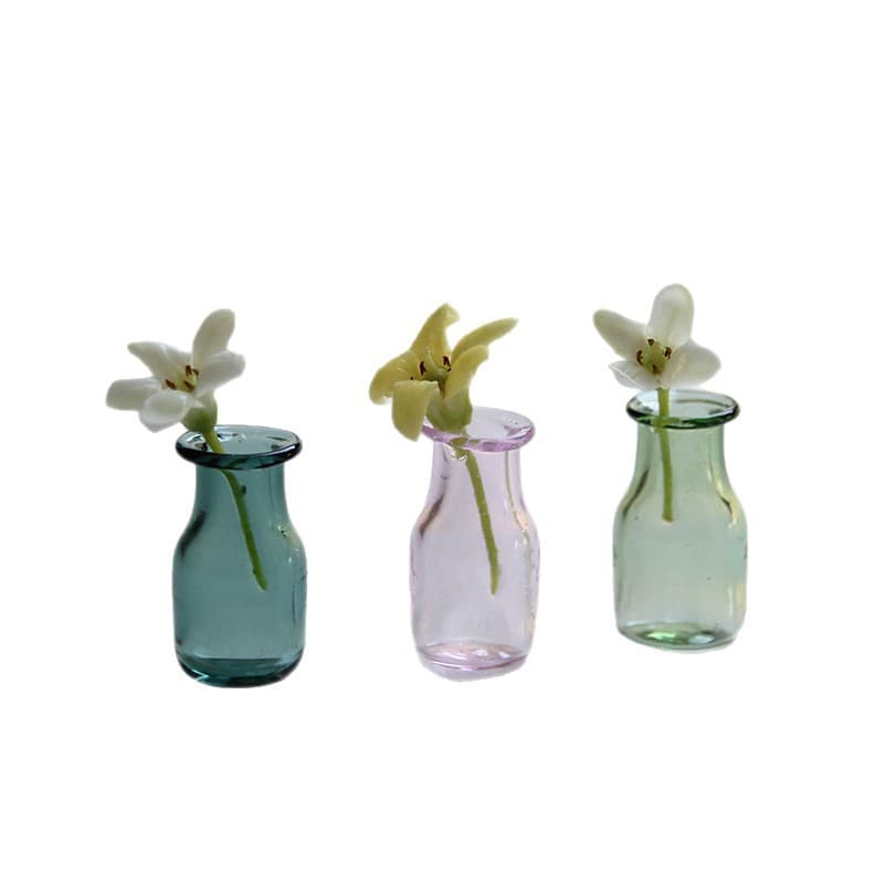Cross-border wholesale simple three-dimensional Japanese style mini vase decorative glass bottle DIY jewelry accessories mini refrigerator magnet