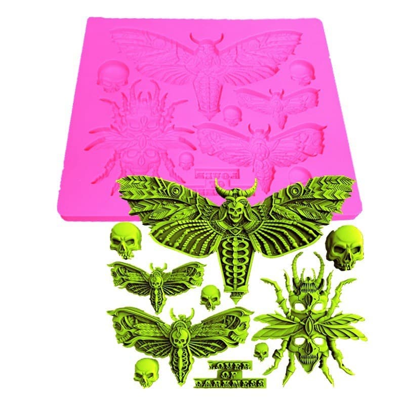 Halloween Spider Bat Skull Moth Silicone Mold Fondant Gum Paste Cake Decoration Mold Clay Mold