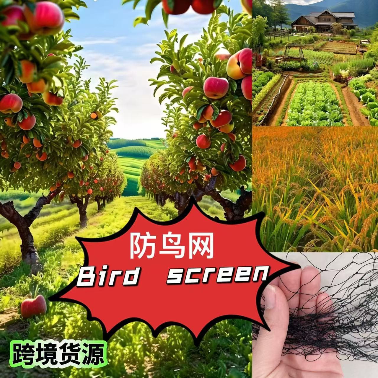 Wholesale manufacturer of nylon bird nets for airports, orchard bird barriers, fish pond overhead farming nets