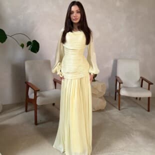 2026 New Cross-border European and American Women's Fashion Independent Station Amazon Pleated Ribbon Sparkle Flared Evening Gown