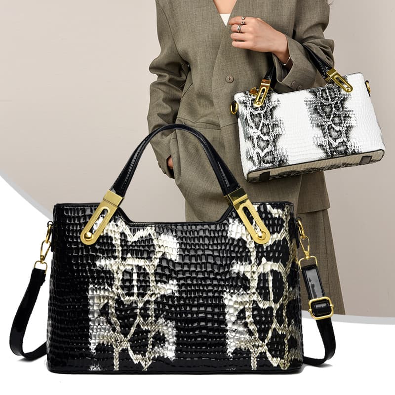 2026 Spring New Crocodile Pattern Women's Handbag European and American Retro Contrast Color Shoulder Bag Large Capacity Commuting Bag