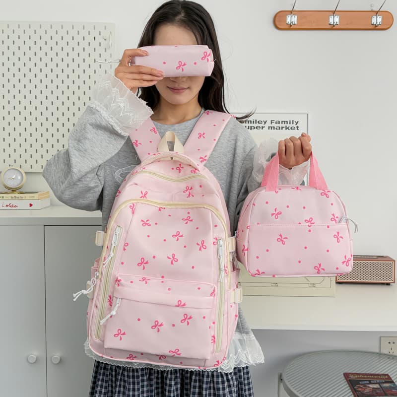 Cross-border New Three-piece Set Backpack for Female College Students, Large Capacity Backpack, Casual Travel Fashion Versatile Backpack