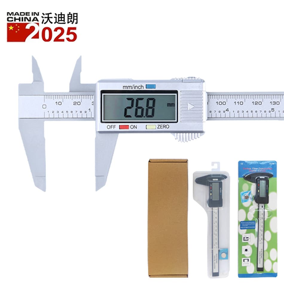 Electronic digital vernier calipers 0-100-150mm, all-plastic digital calipers, various packaging options.