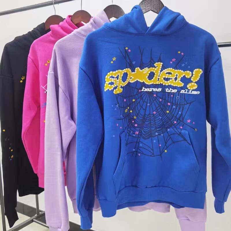 Velvet style Sp5der sweatshirt European and American Young Thug sweatshirt for men and women 555555 Pink Hoodie hoodie