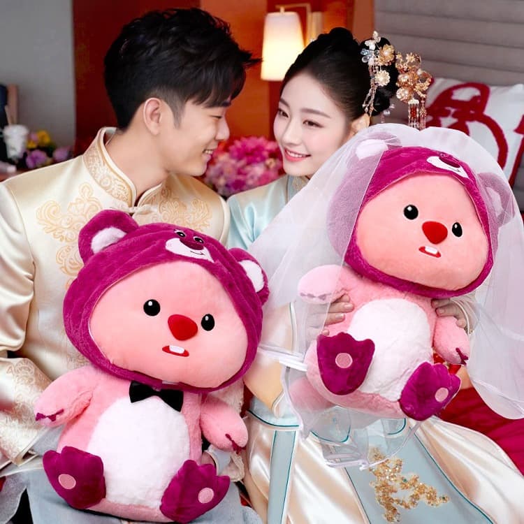 2025 Wedding Bedding Ornament Set - Complete Collection of High-end Double Happiness Dolls as Newlywed Gifts
