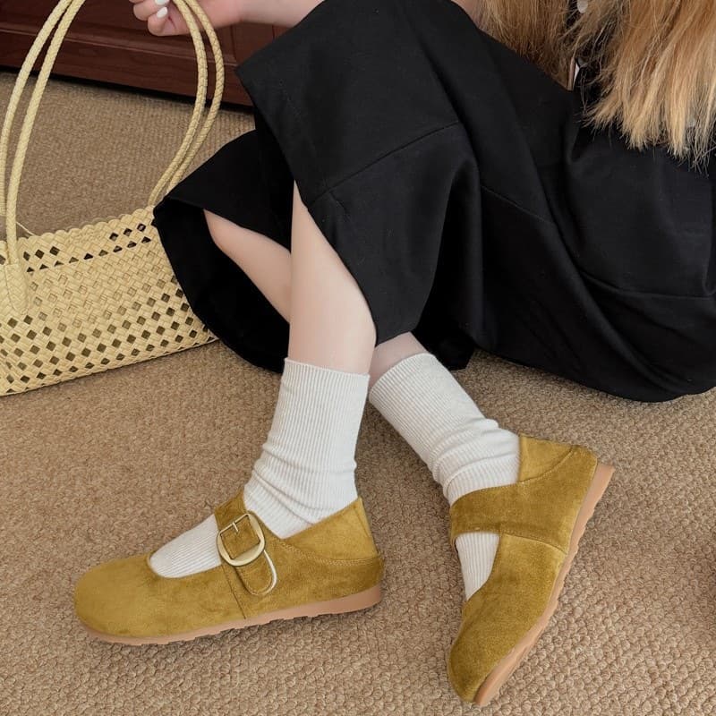 26 Birkenstock Style Women's Retro Versatile Mary Jane Shoes with One-Strap, Flat Heel, Soft Sole, Shallow Mouth, to Match Dresses