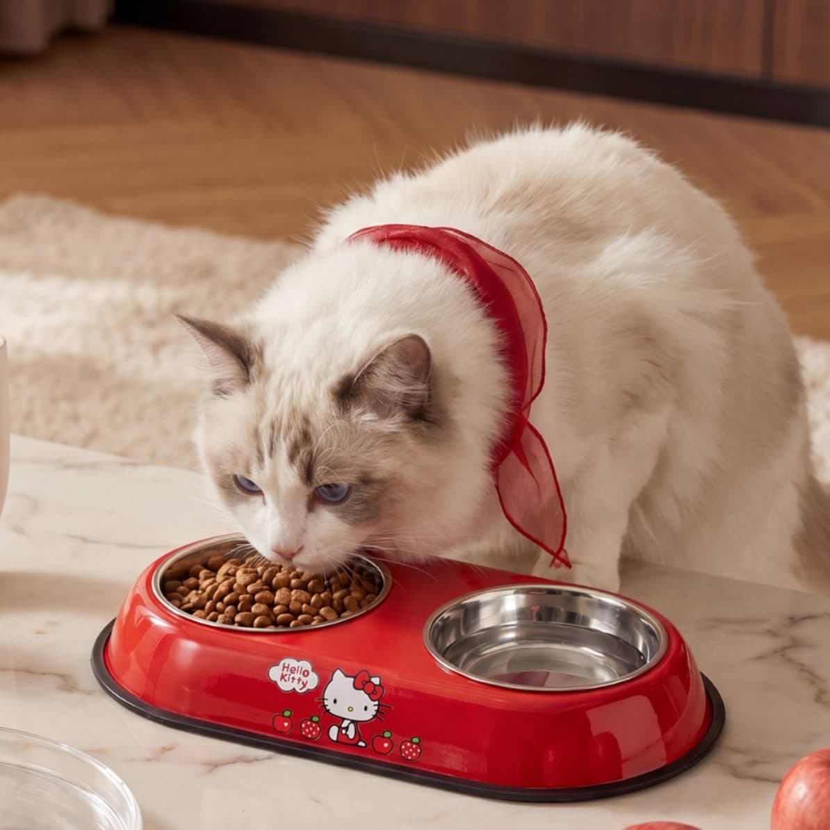 Cat Bowl, 304 Stainless Steel Double Bowl for Adult & Kitten Drinking, Anti-Black Chin Water Bowl, Anti-Tip Pet Bowl, Dog Food Dish