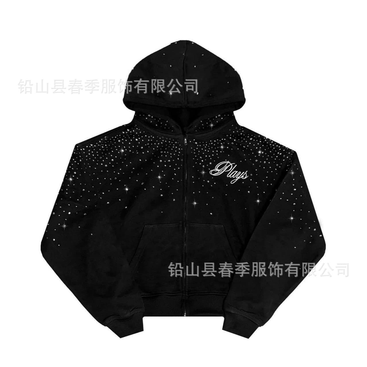 Y2K Sweet Cool Heavy Duty Hoodie Cardigan Full Gradient Handwritten Letter Print Drop Shoulder Unisex