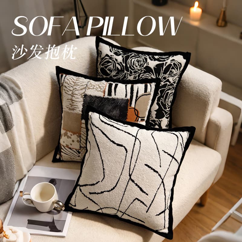 Luxury Premium Sofa Throw Pillow with Artistic Embroidery, Versatile Back Cushion for Living Room and Bedside, Ins Style Backrest Pillow