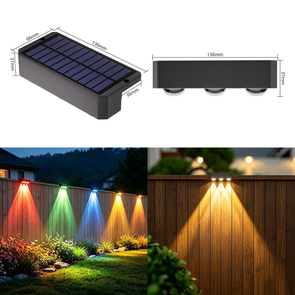 Solar Outdoor Garden Light, Home Lighting Street Light, Balcony Ambiance Wall Washer Spotlight, Garden Decoration Fence Wall Lamp