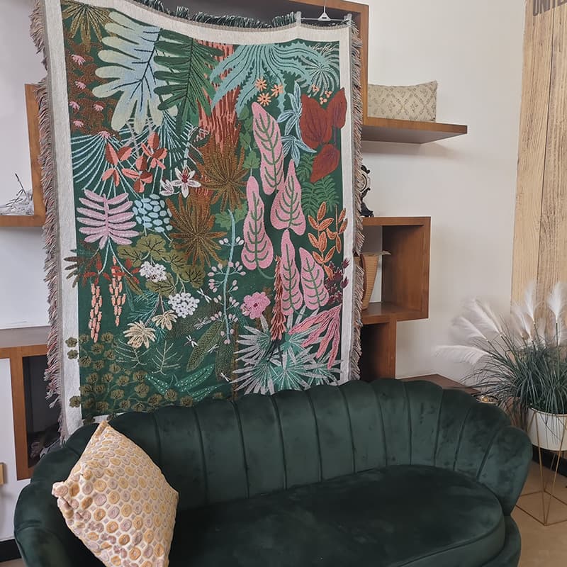 Nordic-style fresh single sofa cover with artistic and unique tapestry from the forest theme. Also includes a Zhivago dustproof full-coverage sofa towel.
