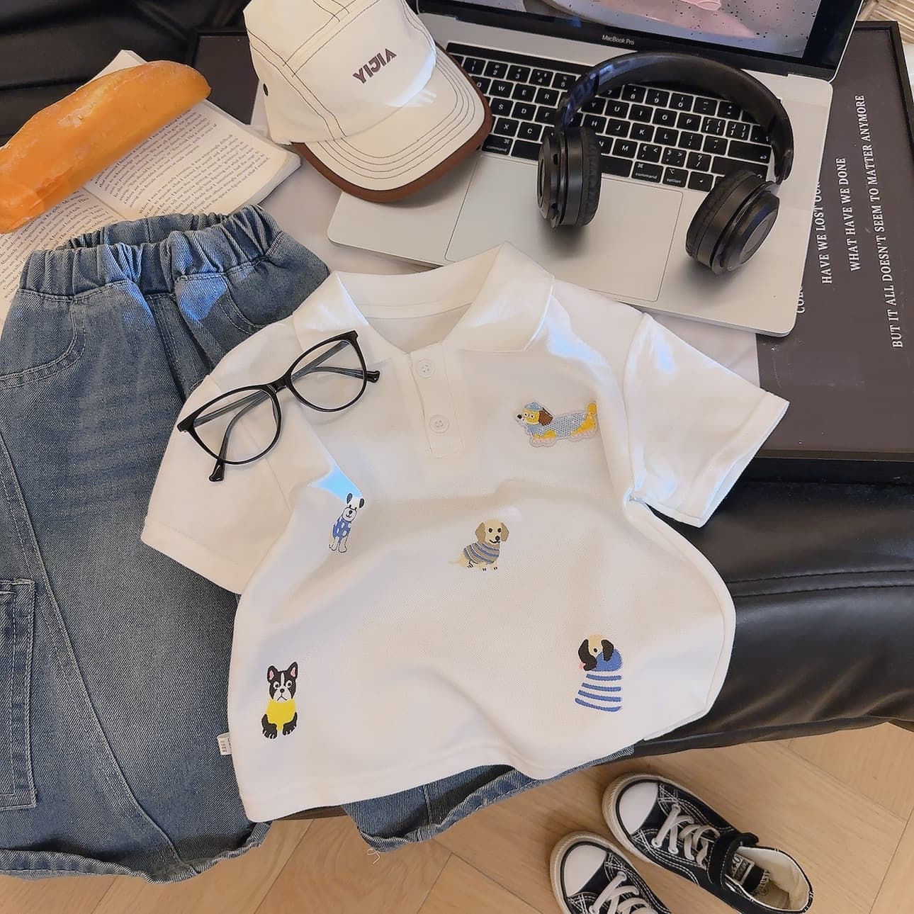 Boys' Polo Short Sleeve T-Shirt Summer 2026 New Style Kids' Cute Cartoon Embroidery Summer Top