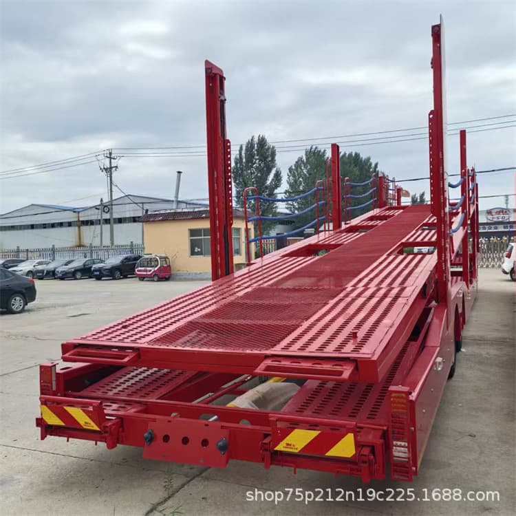 Russian cage truck 8-position vehicle transport semi-trailer three-axle car carrier can pull containers