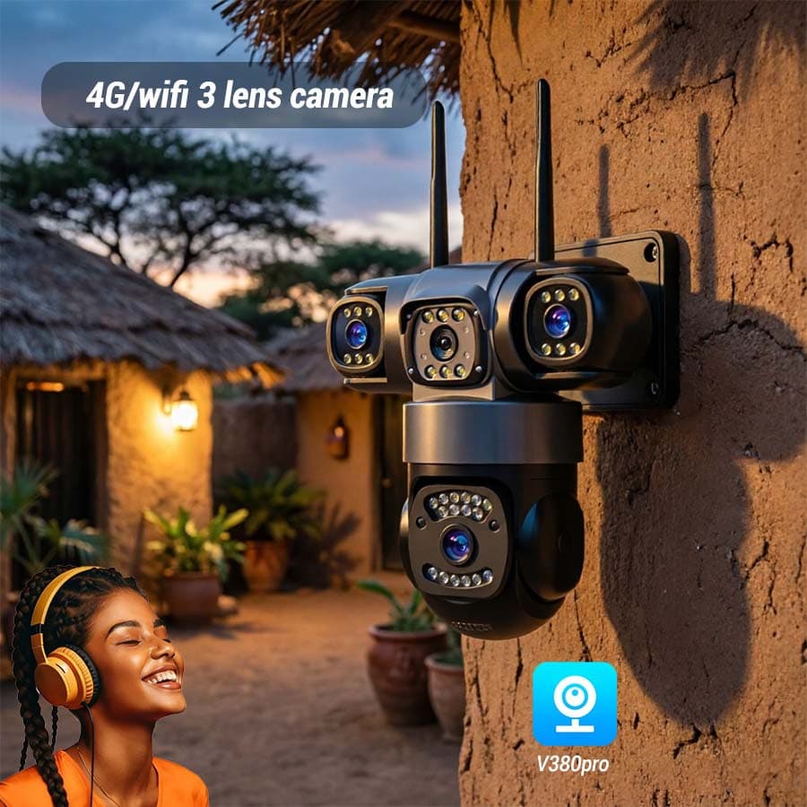 V380 Camera Three-Screen Monitor Cross-Border Wholesale Multi-Lens Remote Intercom Wireless Surveillance Camera