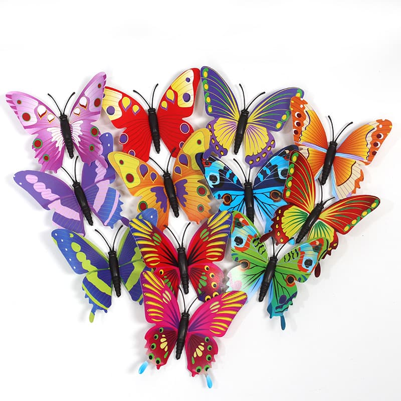 Colorful Phoenix Butterfly Simulation in 5cm, 8cm, 12cm Sizes, PVC Single-layer Garden Insert Craft