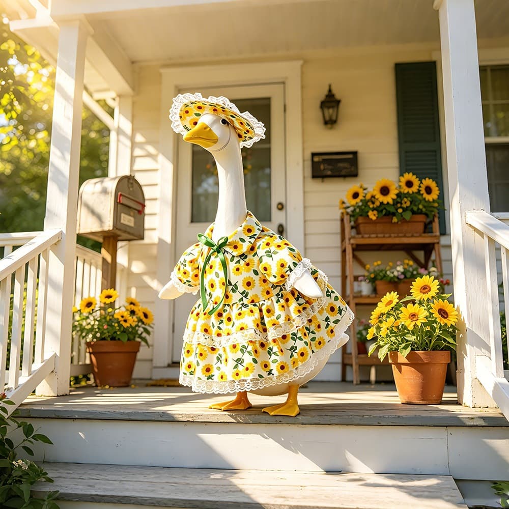 Cross-border new porch goose clothing summer pastoral style sunflower 23-inch large goose clothing hat set