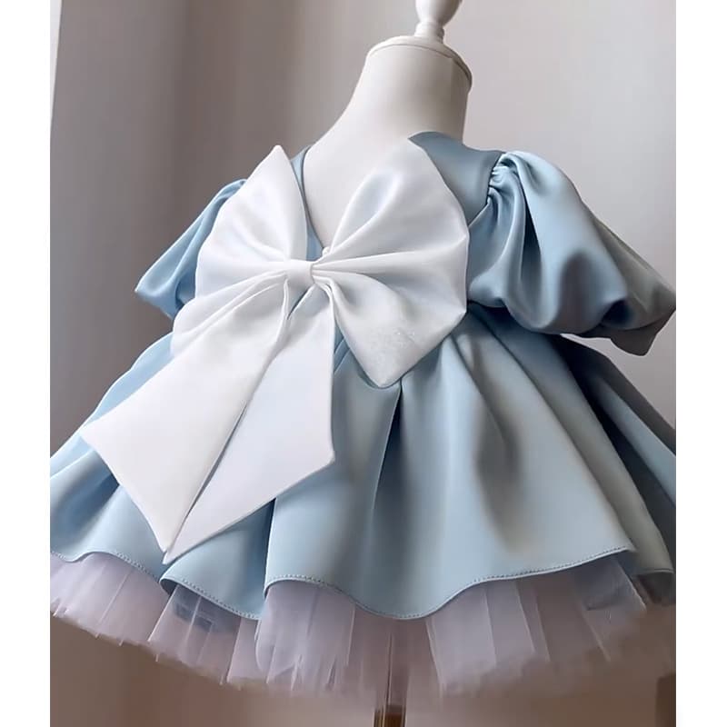 Blue baby girl one-year-old dress high-end summer children's piano playing host sweet princess dress tutu skirt