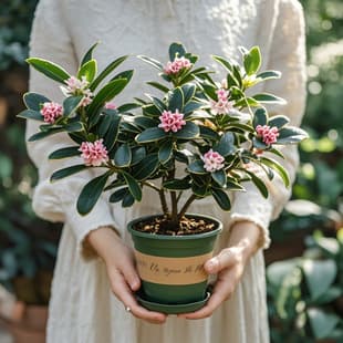 Gold-Edged Daphne Odora Potted Plant, Green Plant Seedling, Indoor Office Flower, Strong Fragrance, Bonsai Ornamental Plant with Flowers