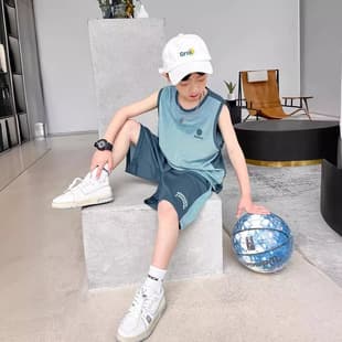 Boys' Vest and Shorts Set Summer Thin Kids Basketball Sportswear Quick-Dry Sleeveless Mesh New