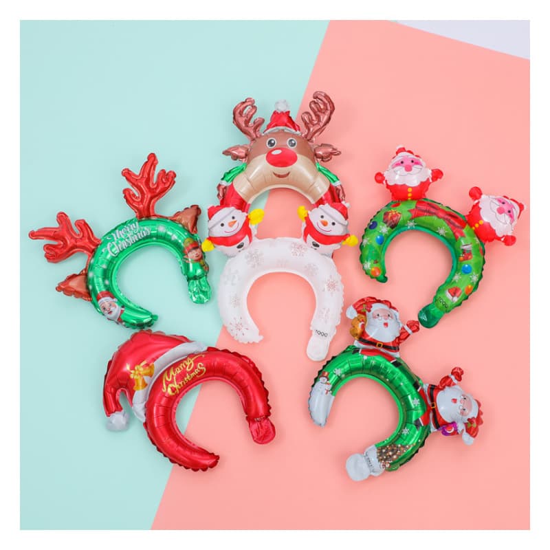 Christmas Kids Beating Stick Headband Wristband Mini Balloon Pushing School Activity Road
