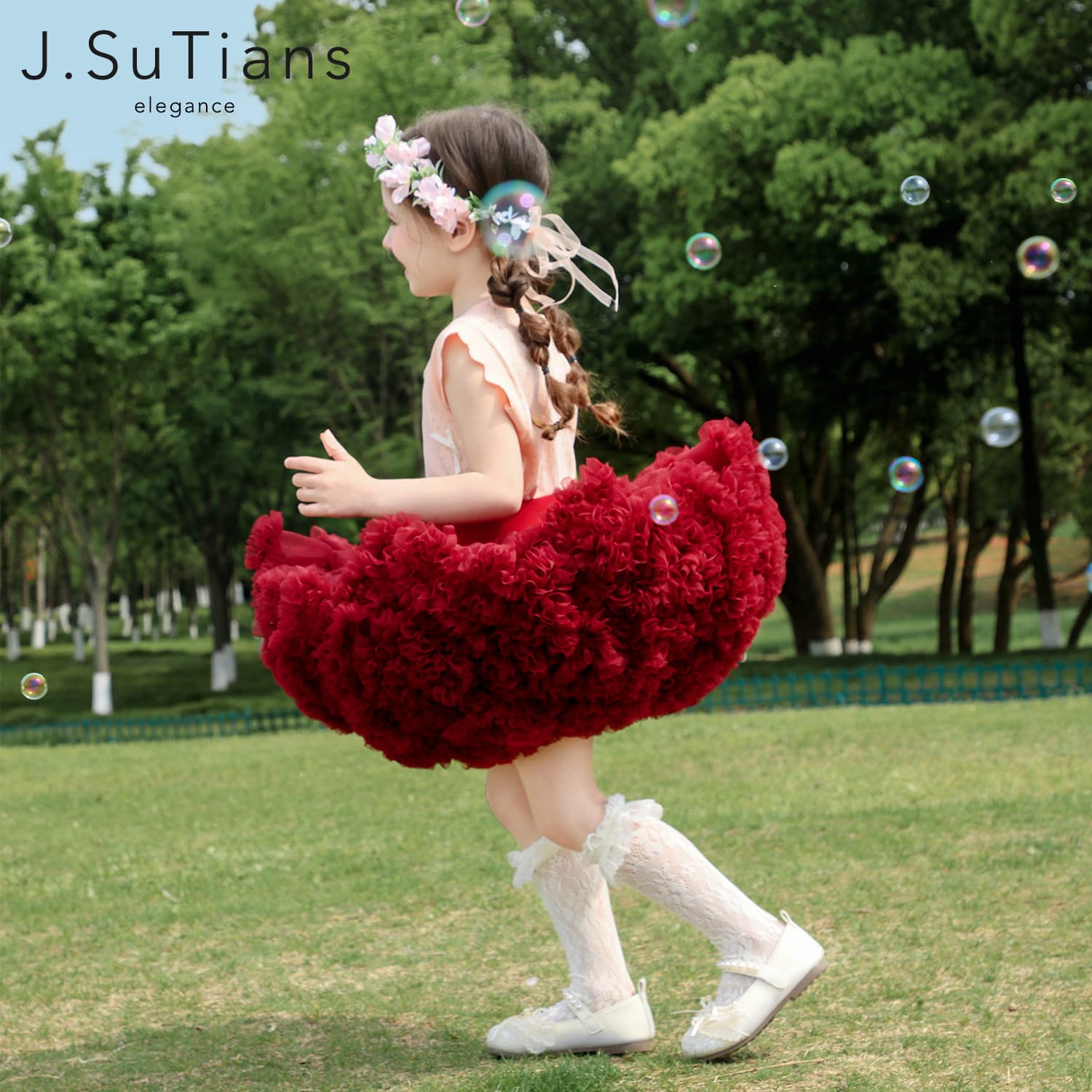 Super Fluffy Tutu Dress for Girls, Red Tutu Skirt for Kids, Children's Performance Costume for June 1st