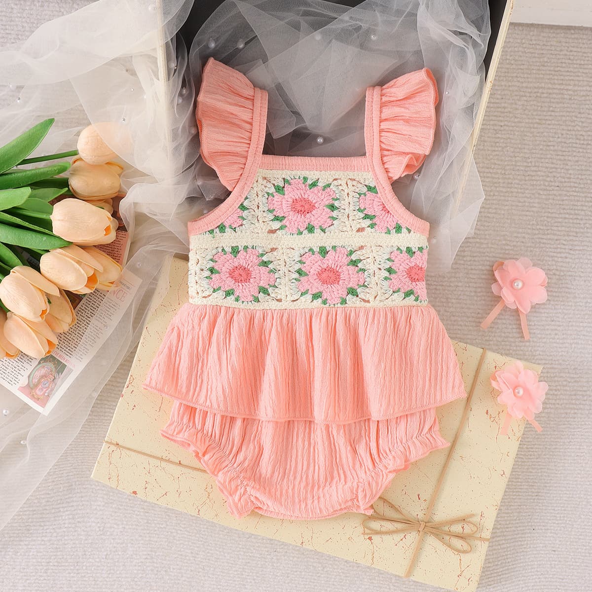 Cross-border i Amazon European and American children's clothing new style children's pink flying sleeve tops and shorts