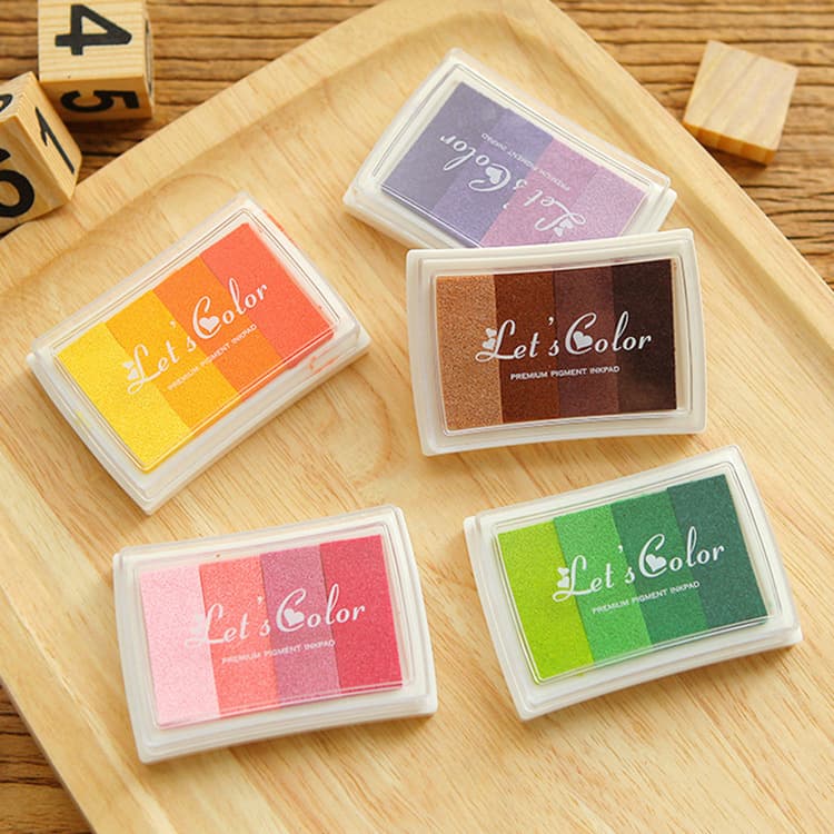 4-Color Gradient Stamp Pad Ink Water-Based Ink for DIY Eraser Stamps Kids Finger Painting Scrapbook Stamp Pad