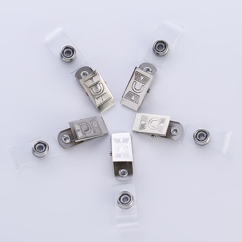 Metal Badge Clip with Transparent PVC, Large English Clip for Work IDs, Employee Card Holder