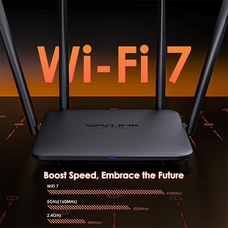 wavlink WL-WN530BE2 BE5100 WiFi 7 Dual Band Gaming Router