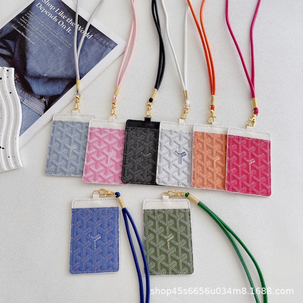 Brand Card Holder Insert Card Work Badge Card Case Lanyard Dog Tooth ID Case Student ID Wallet Leather Case Unisex