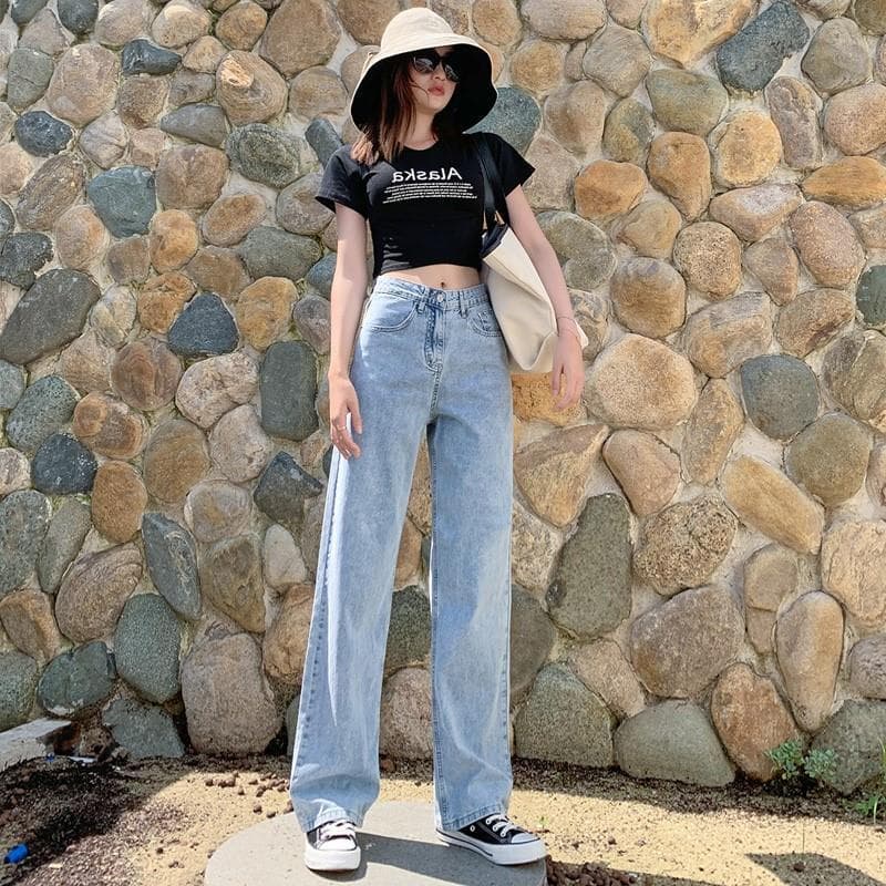 High-Waist Straight Leg Loose Jeans for Women, 2026 Spring/Autumn, Tall and Slimming, Draped, Versatile Floor-Length Pants