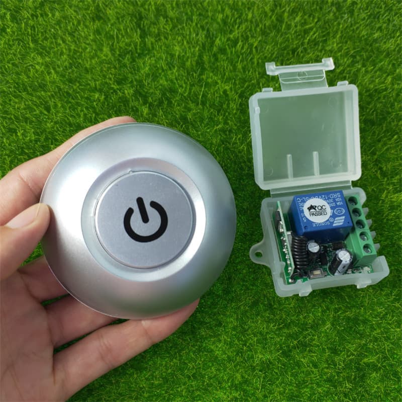 Self-Powered Silver Round Sticker Button Remote 12V Single-Channel Gate Access Control LED Light Switch Controller